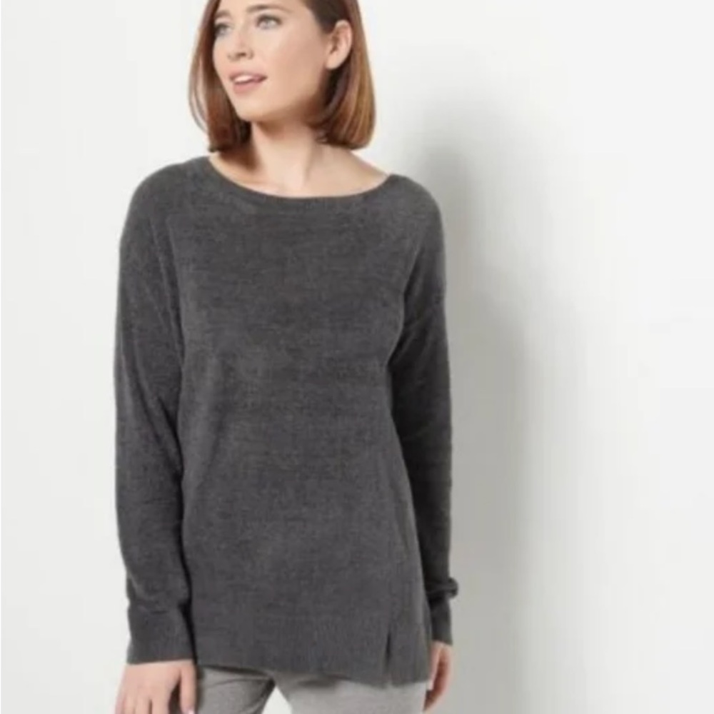 Barefoot Dreams CozyChic Ultra Lite Paradise Knit Top Color Carbon Size S